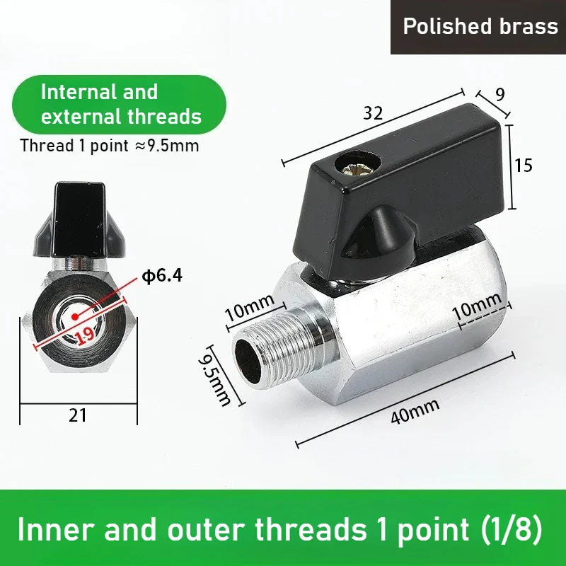Mini Polished Copper Ball Valve PT1/8–1/2 | Water & Gas Pipe