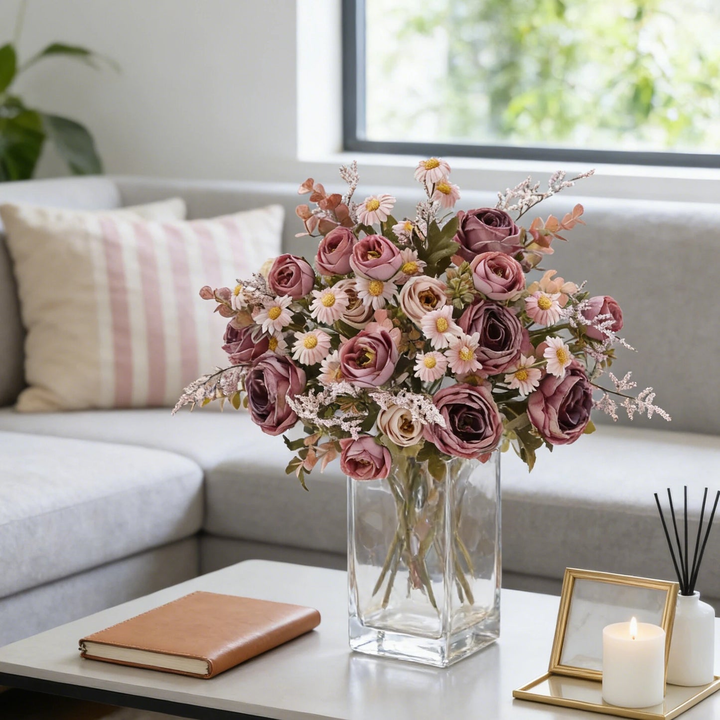 Silk Rose & Sunflower Artificial Bouquet | Wedding & Home Décor