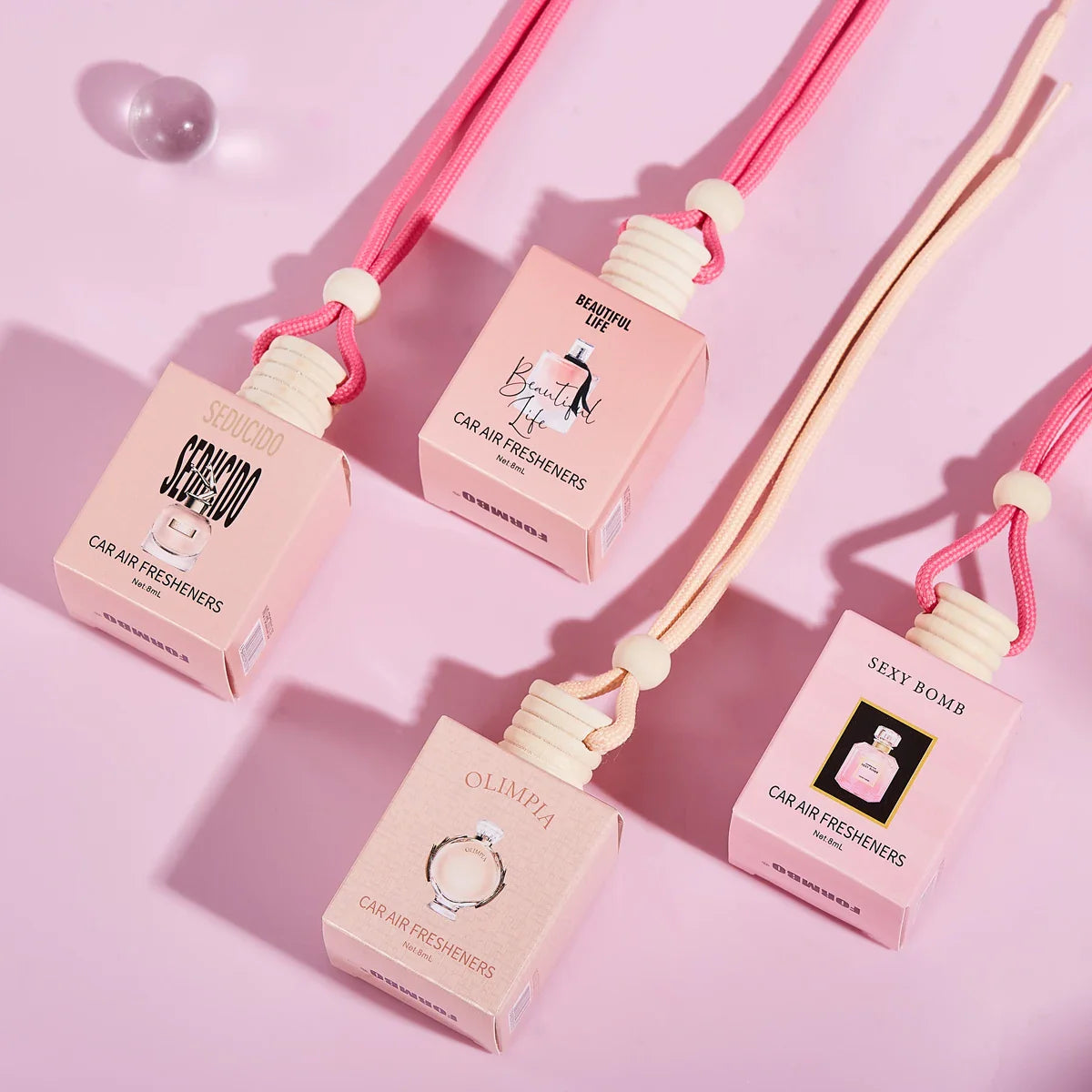 Pink Car Air Freshener Perfume Pendant – Fresh Scent