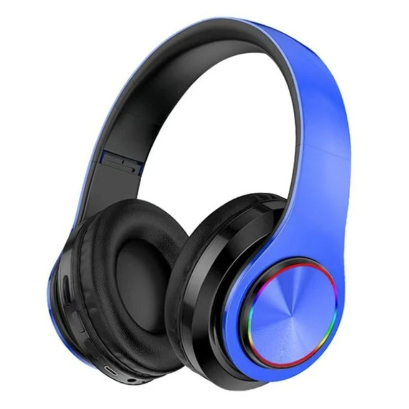 B39 Bluetooth Headphones RGB Lighting Noise Cancellation Foldable Headsets Over Ear Stereo HIFI Sports Headset TF Music Player Peaceful Pleasures Health and Wellness Blue