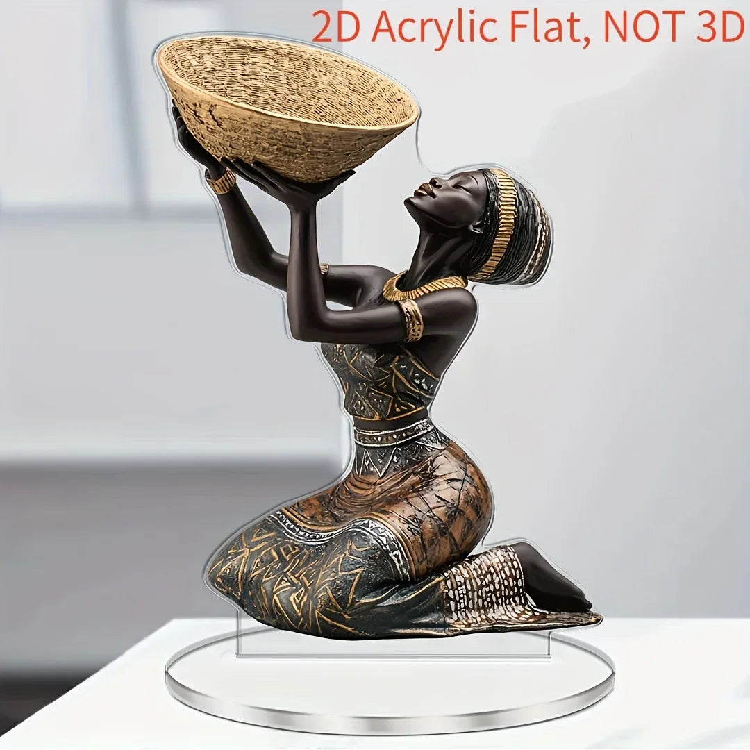 Ethnic Style African Girl Resin Ornament Creative Crafts Home Living Room Desk Vintage Collectible Craft Ornament Decor Peaceful Pleasures Health and Wellness