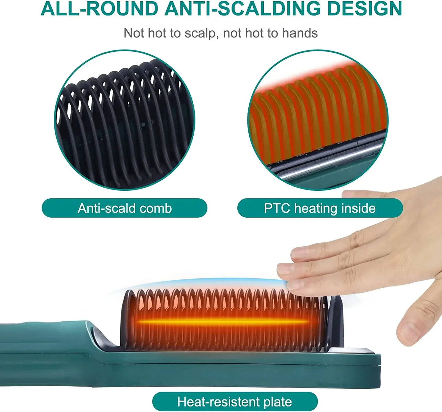 Tourmaline Ceramic Hair Straightener Brush LCD Hot Comb Wet Dry Quick Heating Curler Straightening Hair Tool Peaceful Pleasures Health and Wellness