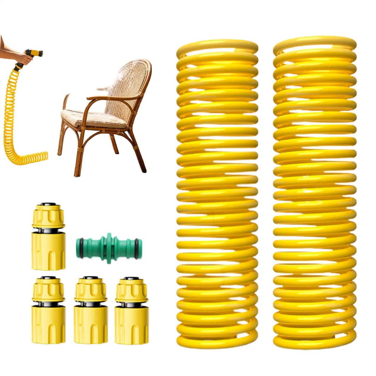 Retractable Coil Garden Hose with Multi-Pattern Spray Nozzle