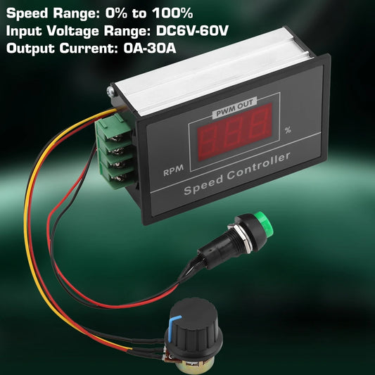 DC 6‑60V 12V 24V 36V 48V 30A PWM DC Motor Speed Controller Start Stop Switch DC Motor Controller Adjustable Motor Controller Peaceful Pleasures Health and Wellness