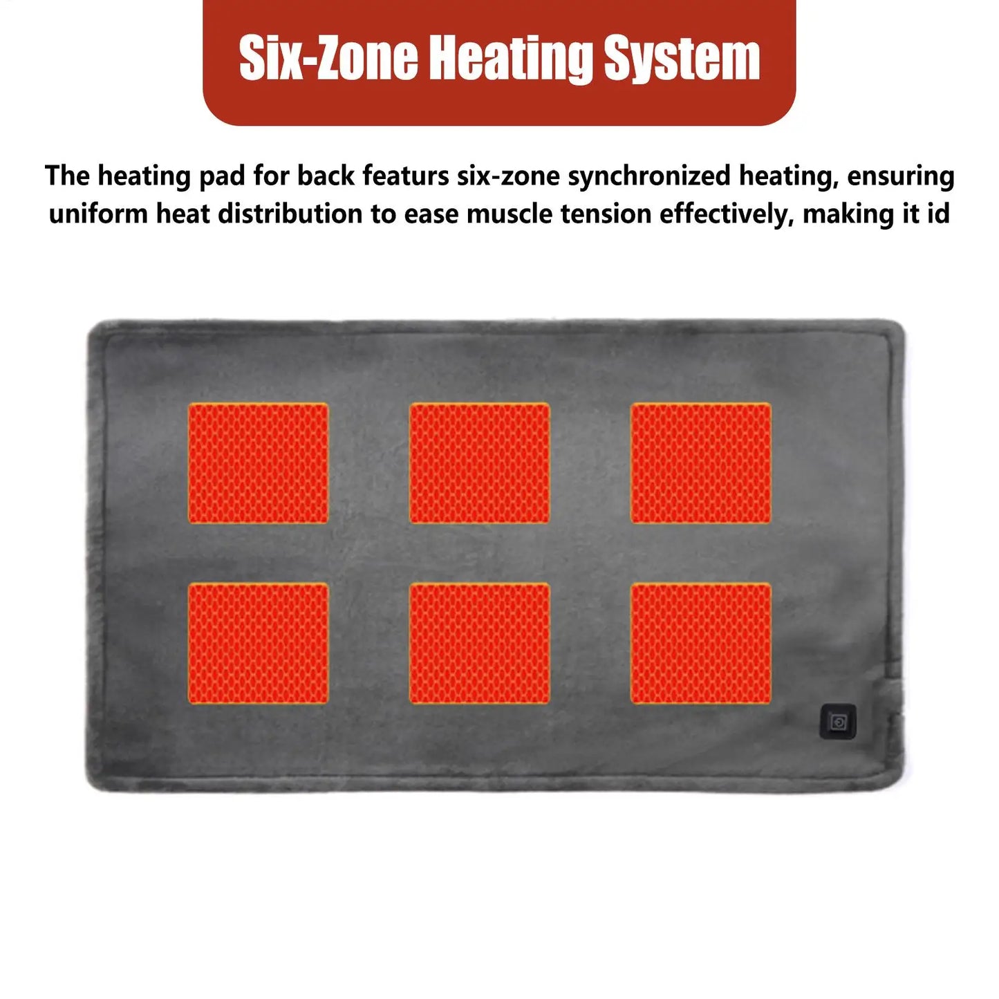 Electric Heating Pad 6 Zones 70x45cm | Back Pain Relief USB