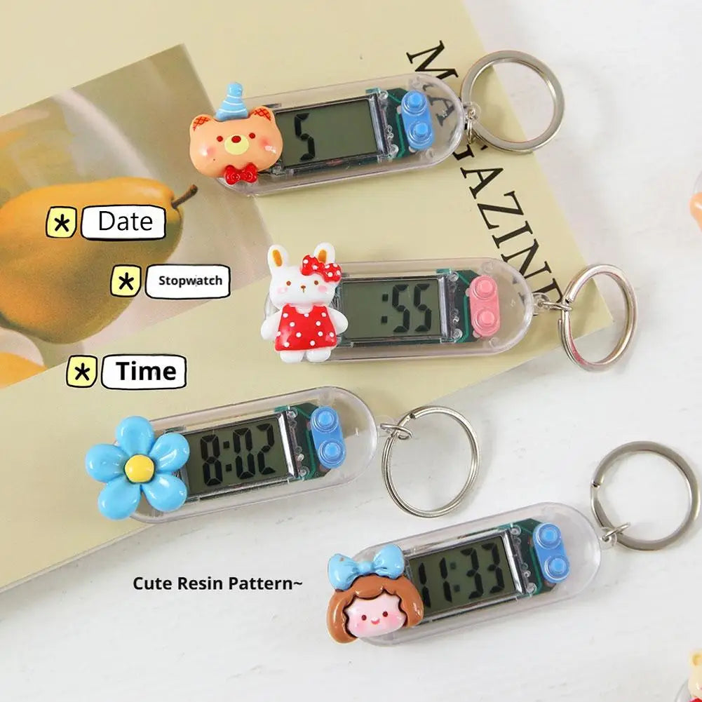 Cute Cartoon Keychain Digital Watch | Mini Silent Stopwatch