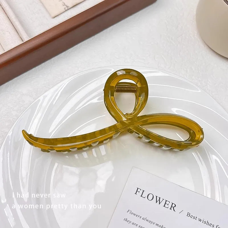 Elegant Jelly Bow Hair Claw Women Girls Sweet Ornament Back Headband
