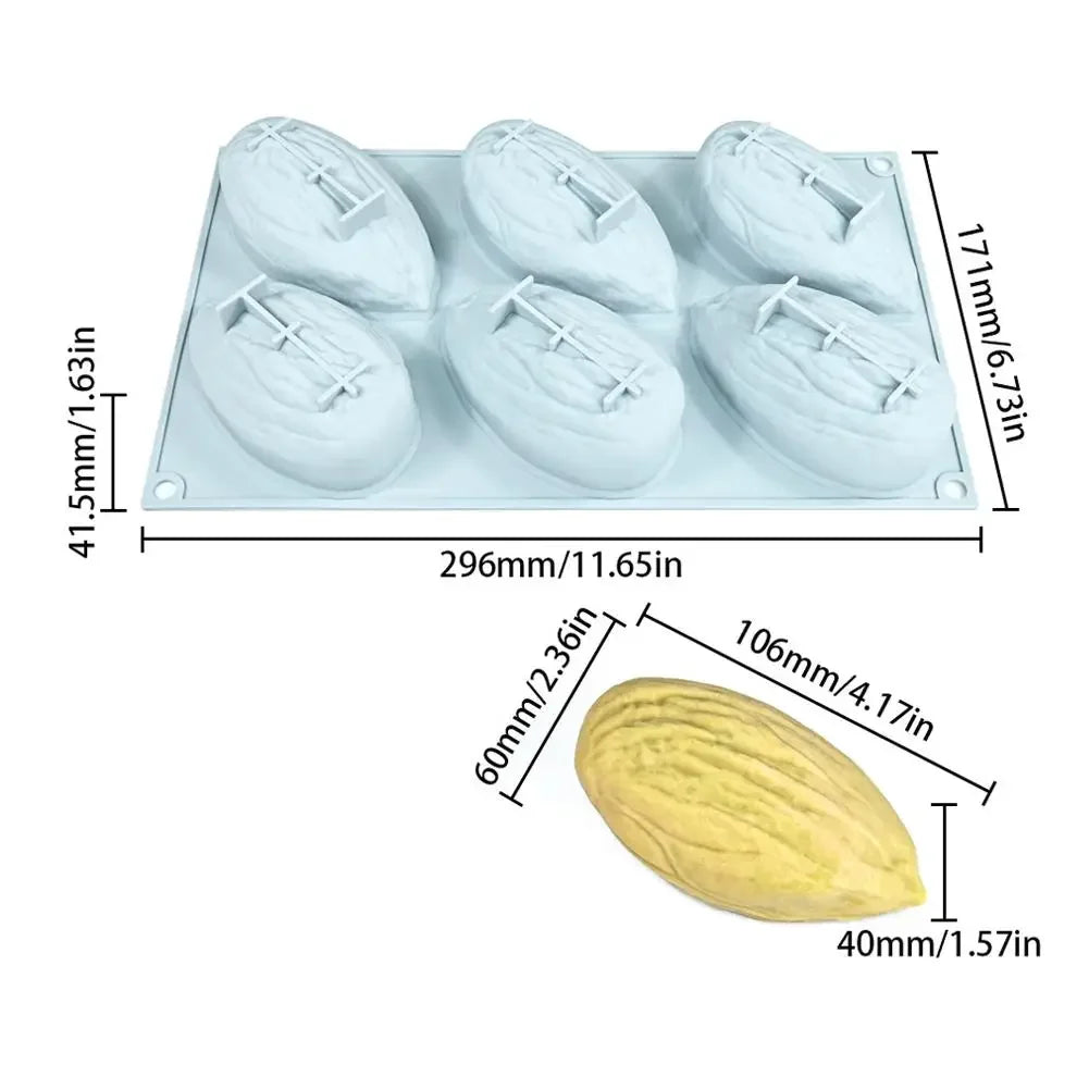 6 Cavity Nut Shaped Silicone Mold 3D Simulation Almond Pistachio Pecan Coffee Bean Mould Baking Tool for DIY Mousse Cake Pudding Peaceful Pleasures Health and Wellness Almond