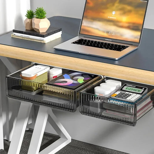 Hidden Self Adhesive Drawer Office Organizer Desk Accessories Under Desk Large Capacity Plastic Stationery Storage Box Drawer Peaceful Pleasures Health and Wellness