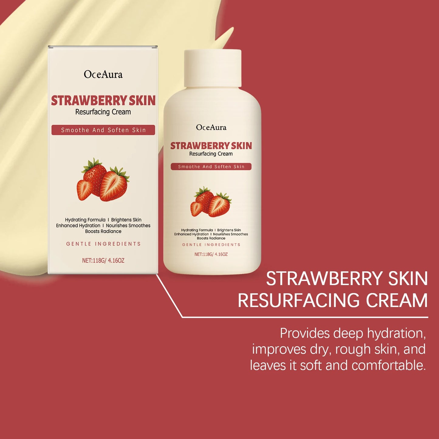 OceAura Strawberry Body Cream 118g – Moisturize & Smooth Skin