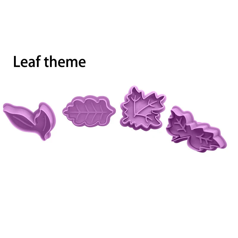 4-Piece 3D Cartoon Cookie Stamp & Cutter Mold Set – DIY Biscuit Baking Molds