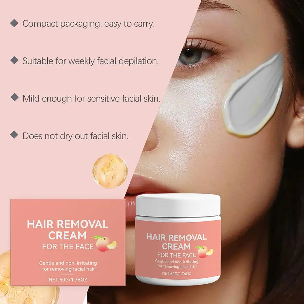 Facial Hair Removal Cream – Aloe Vera & Peach, Face & Lip