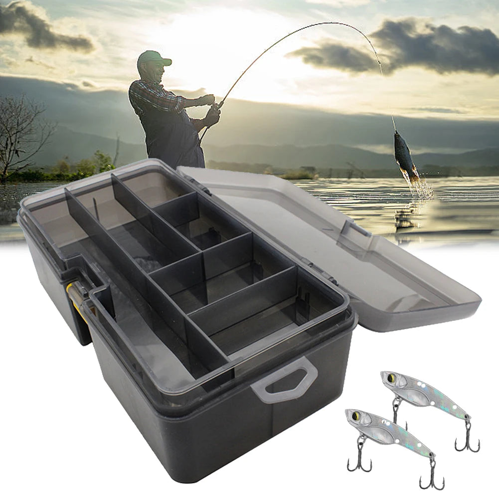 Double Layer Fishing Box Waterproof Plastic Fishing Lure Box with Adjustable Dividers Lure Hook Minnow Bait Storage Case Peaceful Pleasures Health and Wellness