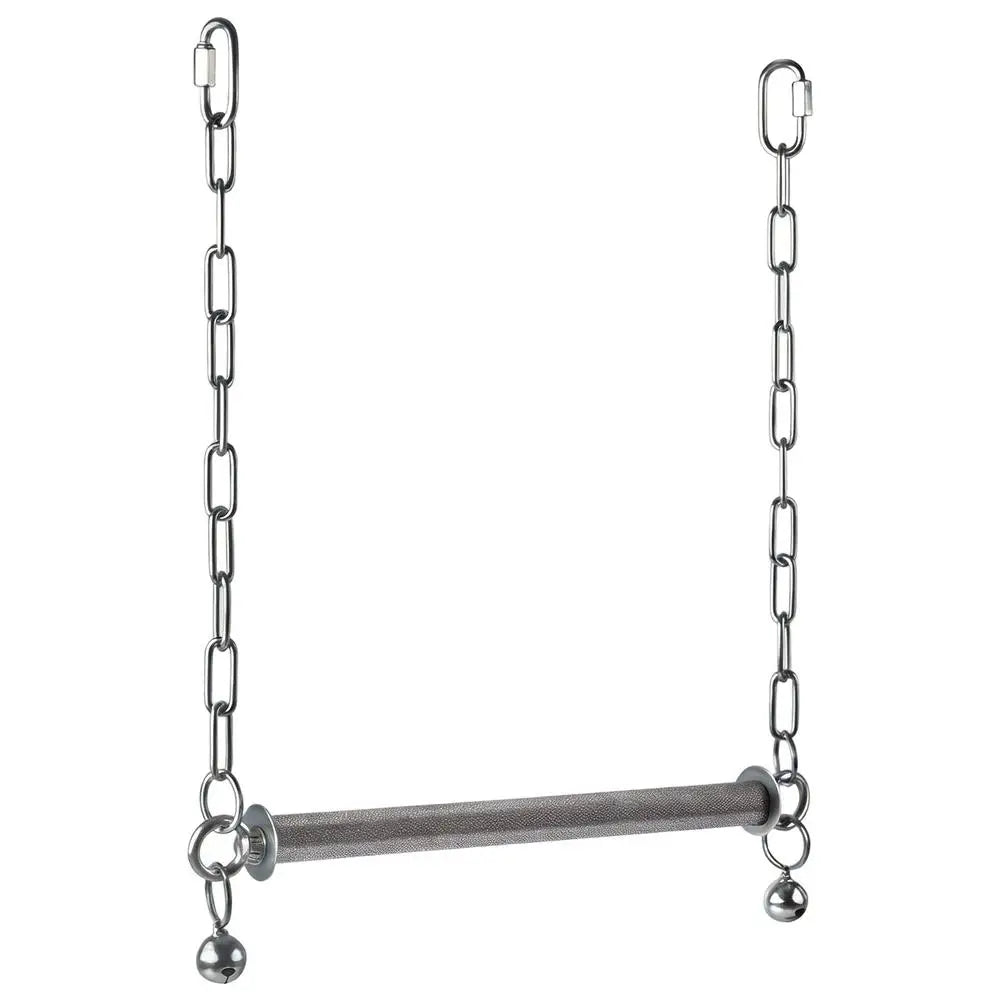 Stainless Steel Bird Swing Perch with Bell | Large Cage Toy Bird Cage Swing Peaceful Pleasures Health and Wellness as shown China Mainland