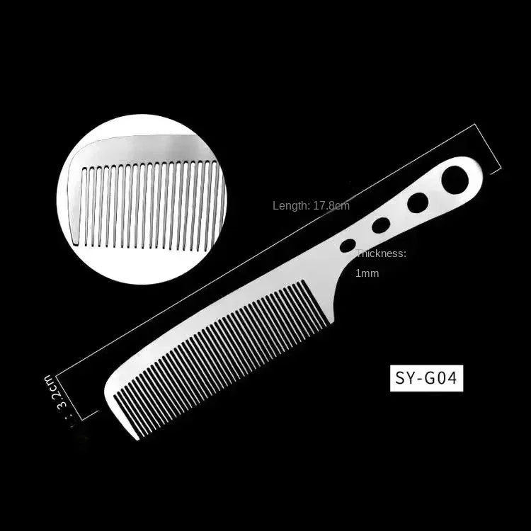 1PC Titanium Steel Comb Professional Salon Hair Hairdressing Anti-static Barbers Comb Ultra Thin Hair Brush for Men Peaceful Pleasures Health and Wellness G-04