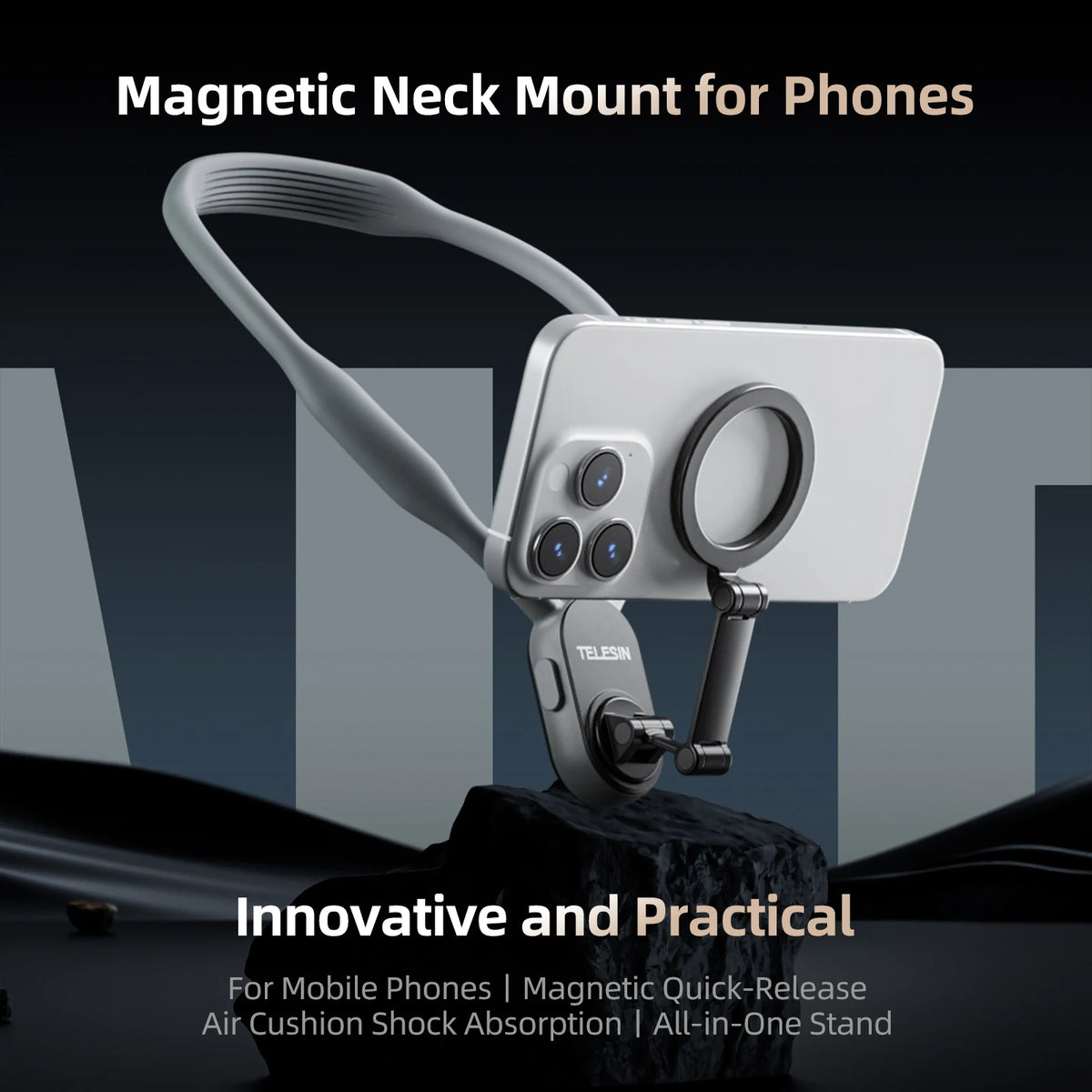 TELESIN Silicone Magnetic Quick Release Neck Mount Hold for IPhone 15 14 13 12 11 10 SAMSUNG HUAWEI XIAOMI Phone Accessories Peaceful Pleasures Health and Wellness
