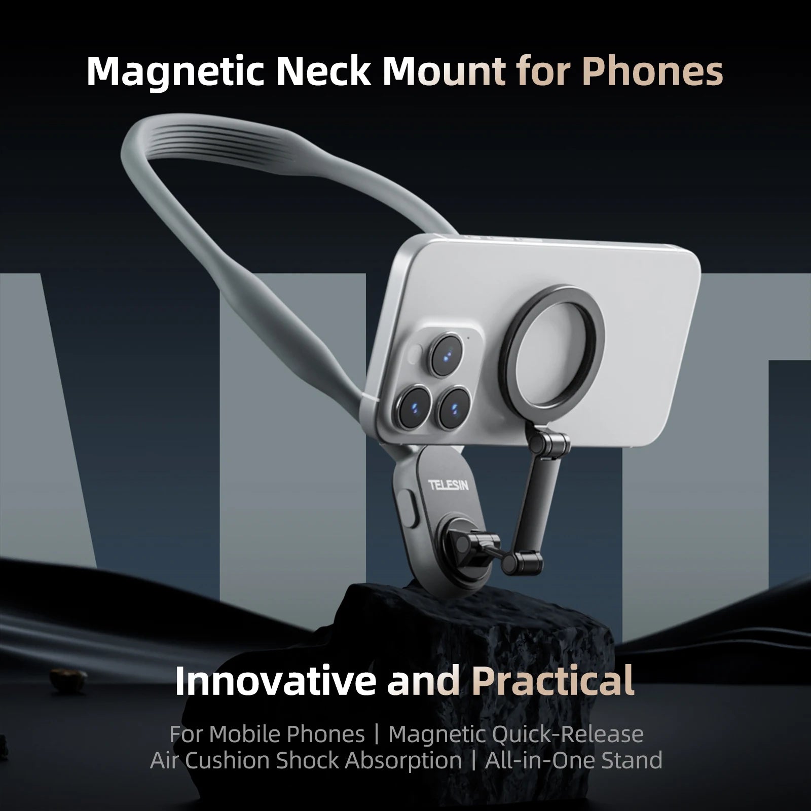 TELESIN Silicone Magnetic Quick Release Neck Mount Hold for IPhone 15 14 13 12 11 10 SAMSUNG HUAWEI XIAOMI Phone Accessories Peaceful Pleasures Health and Wellness