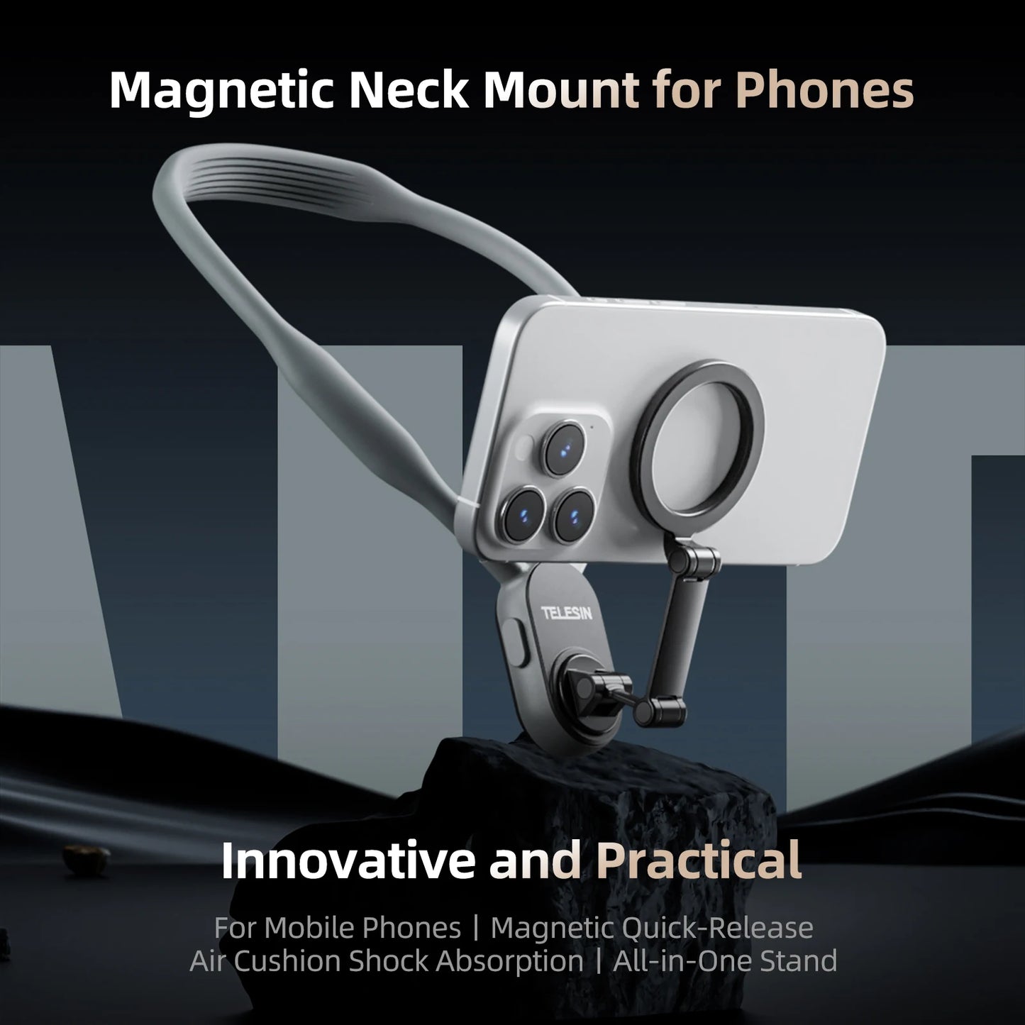 TELESIN Silicone Magnetic Quick Release Neck Mount Hold for IPhone 15 14 13 12 11 10 SAMSUNG HUAWEI XIAOMI Phone Accessories Peaceful Pleasures Health and Wellness