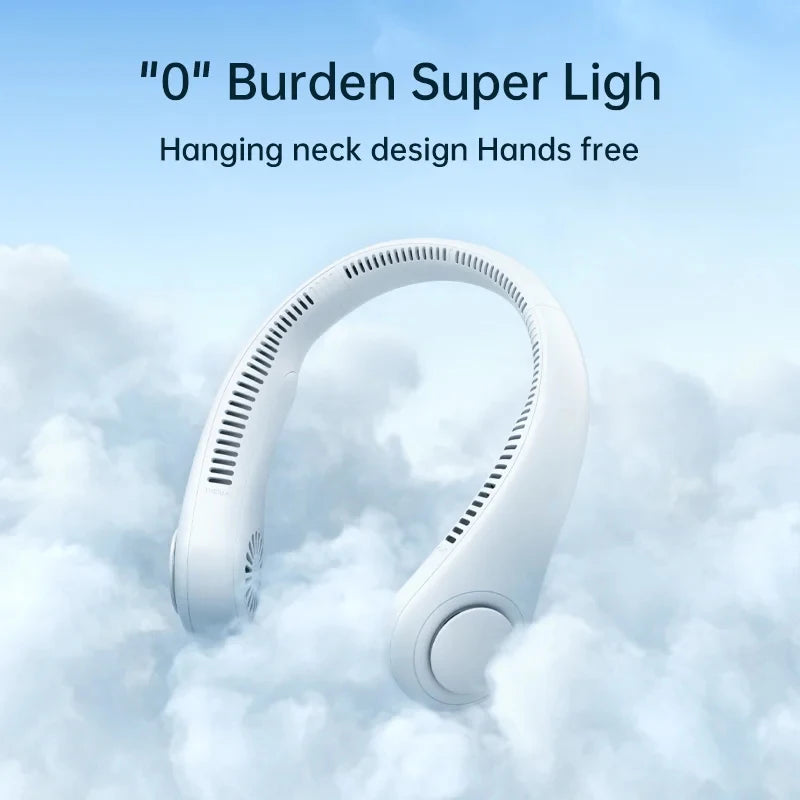 Wearable Bladeless Neck Fan Rechargeable USB Battery Portable Hanging Design Battery Included Household/Car/RV Use Peaceful Pleasures Health and Wellness