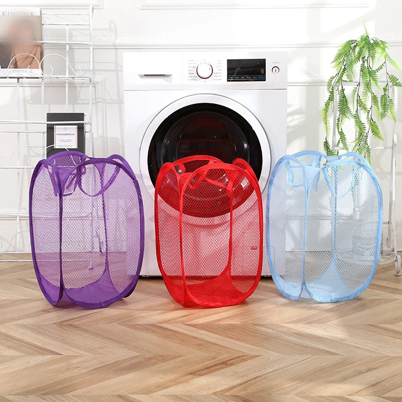 Mesh Foldable Dirty Clothes Basket, Monochrome Minimalist Dirty Clothes Basket, Household Bathroom Laundry Basket Peaceful Pleasures Health and Wellness