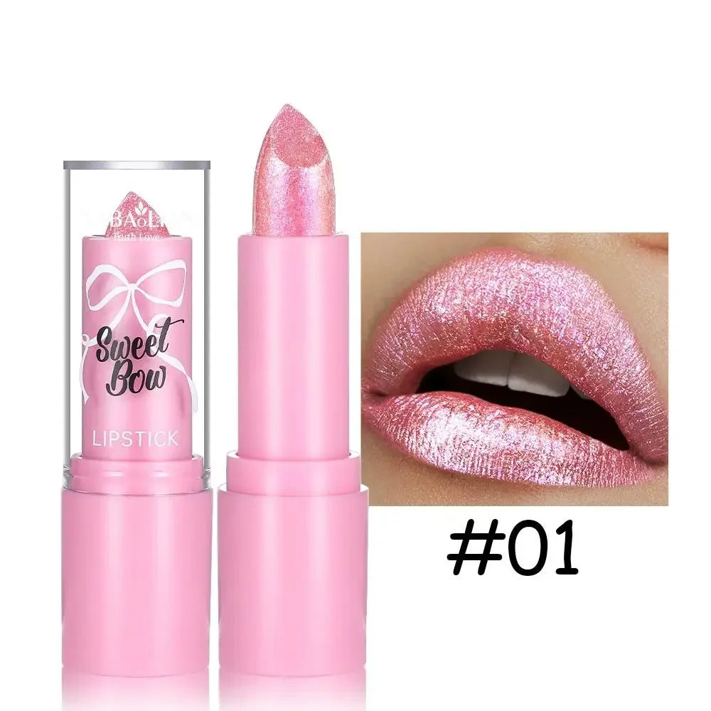Metallic Glitter Lipstick — High Shine Shimmer Lip Color Lip Makeup Peaceful Pleasures Health and Wellness 01