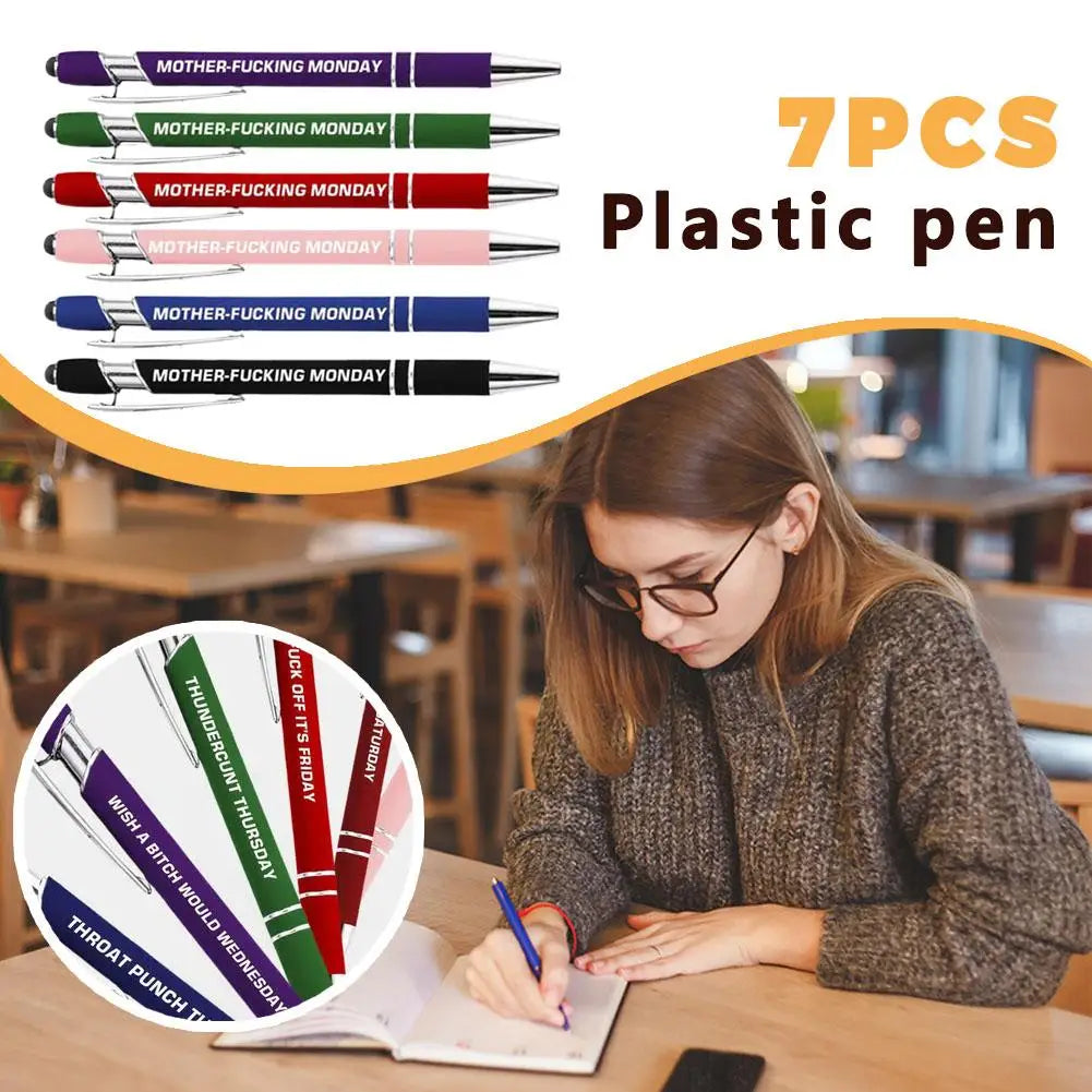 Fun Stress-Relieving Daily Quotes Metal Plastic Ballpoint Pen Set Smooth Writing Office School Supplies Creative Stationery Kit Peaceful Pleasures Health and Wellness