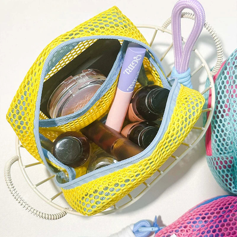 Dopamine Mesh Makeup Bag – Large Travel Organizer Pouch