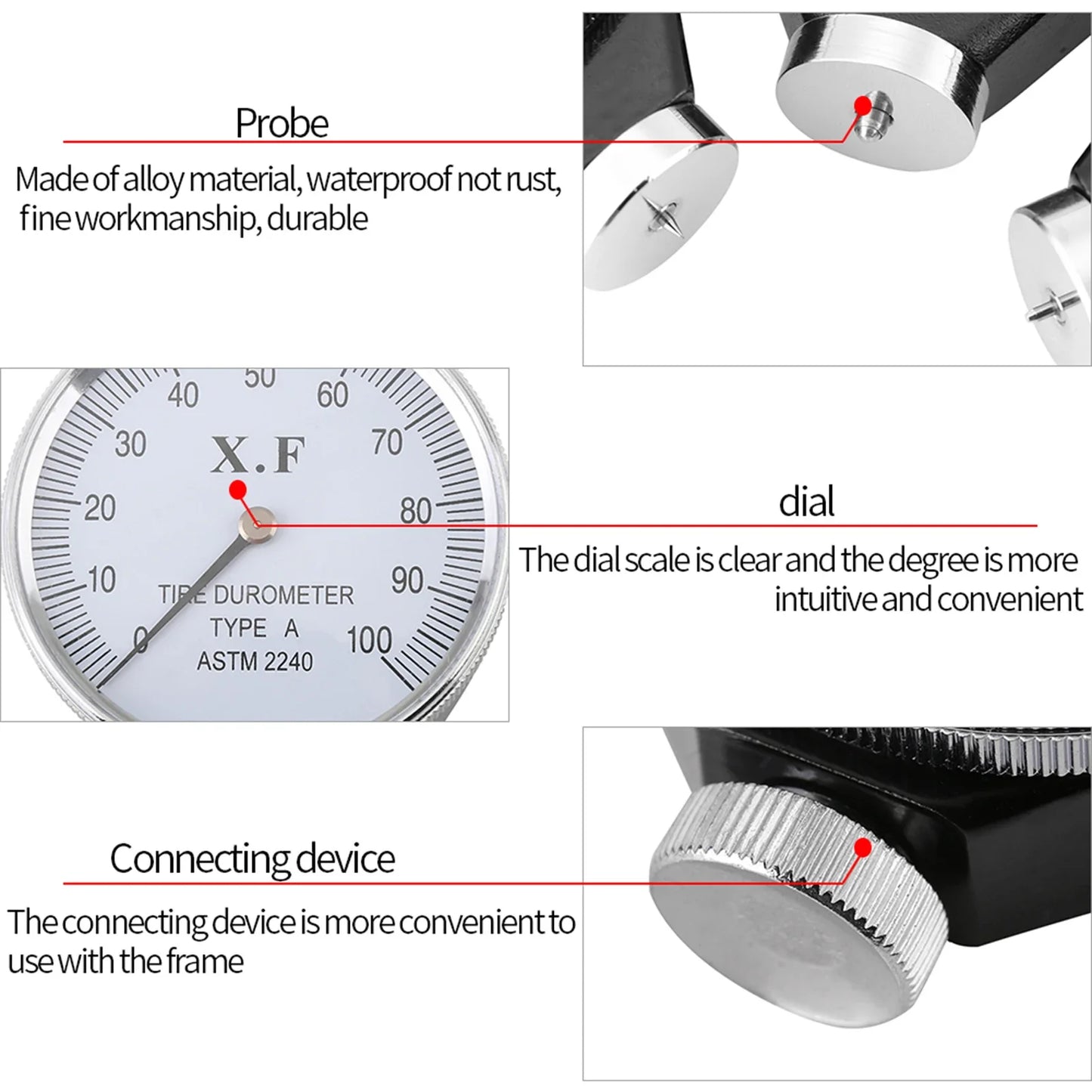 Meter 0 100 HA Hardness Tester Rubber Durometer Shore O D Tire