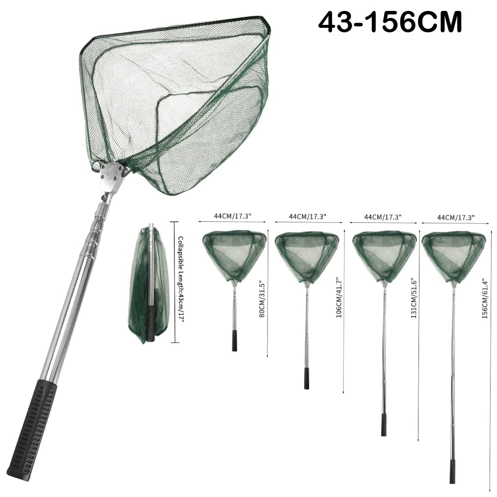 Triangle Fishing Landing Net with Telescoping Pole Handle Easy Catching or Releasing Fishing Net for Fly Trout Carp Course Sea Peaceful Pleasures Health and Wellness 43-156CM