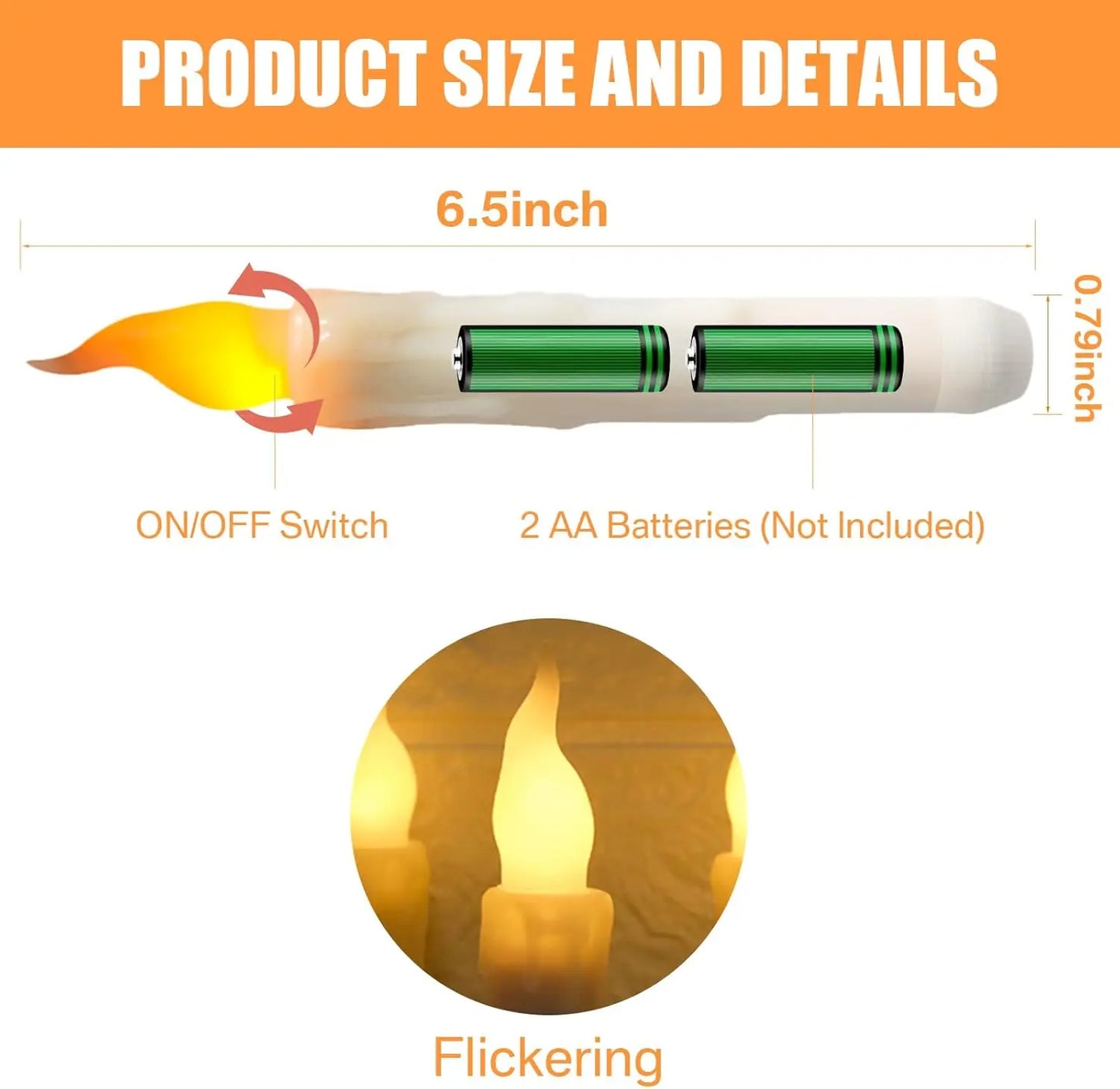 LED Flameless Taper Candles Battery Operated | Set of 6–36