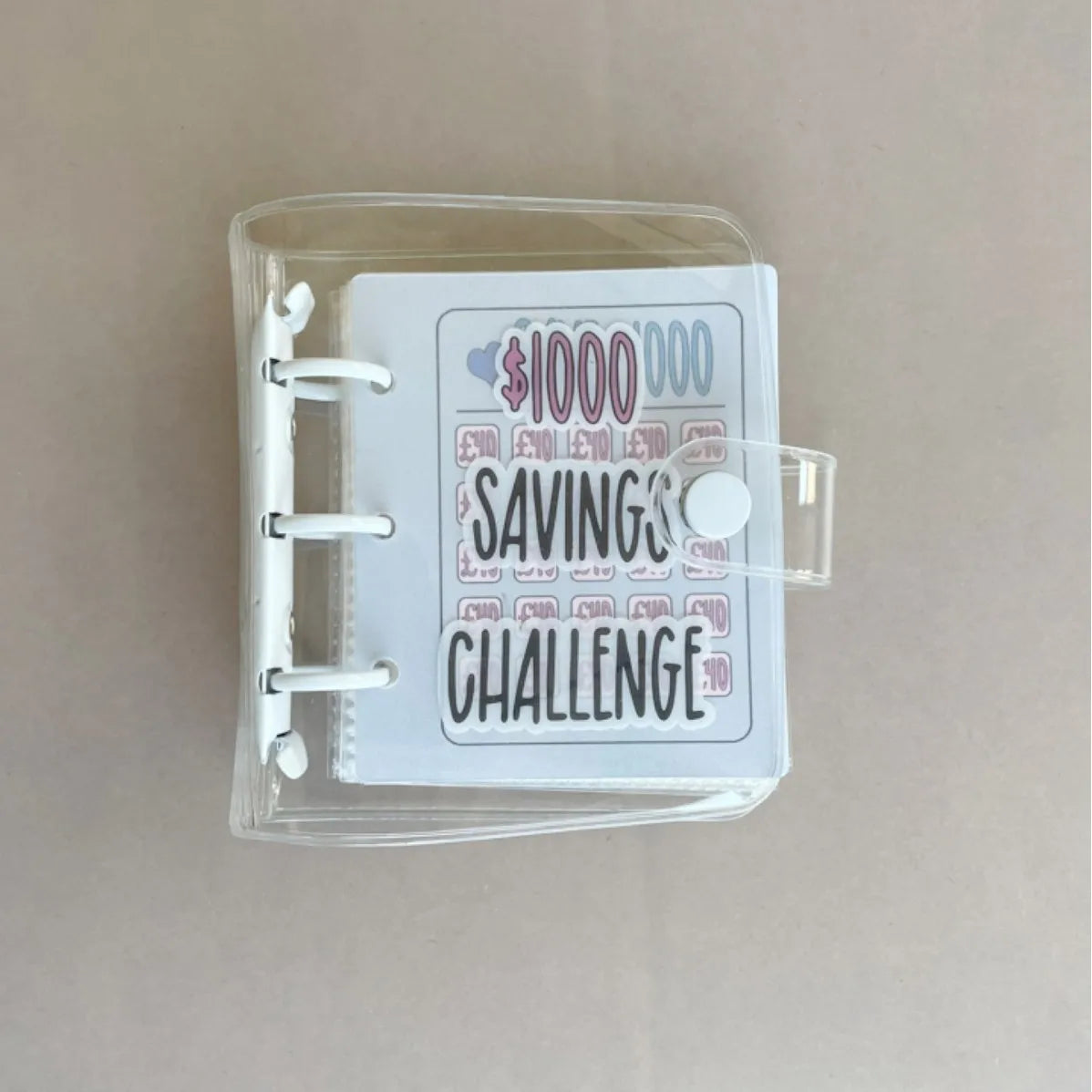 Money Savings Challenge Binder with Envelopes | Glossy PVC