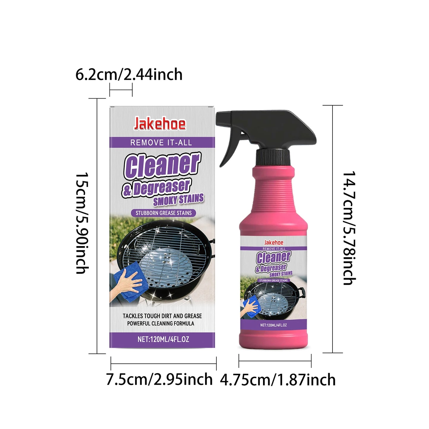 JAKEHOE 120ml BBQ Grill Cleaner Heavy Duty Degreaser Spray