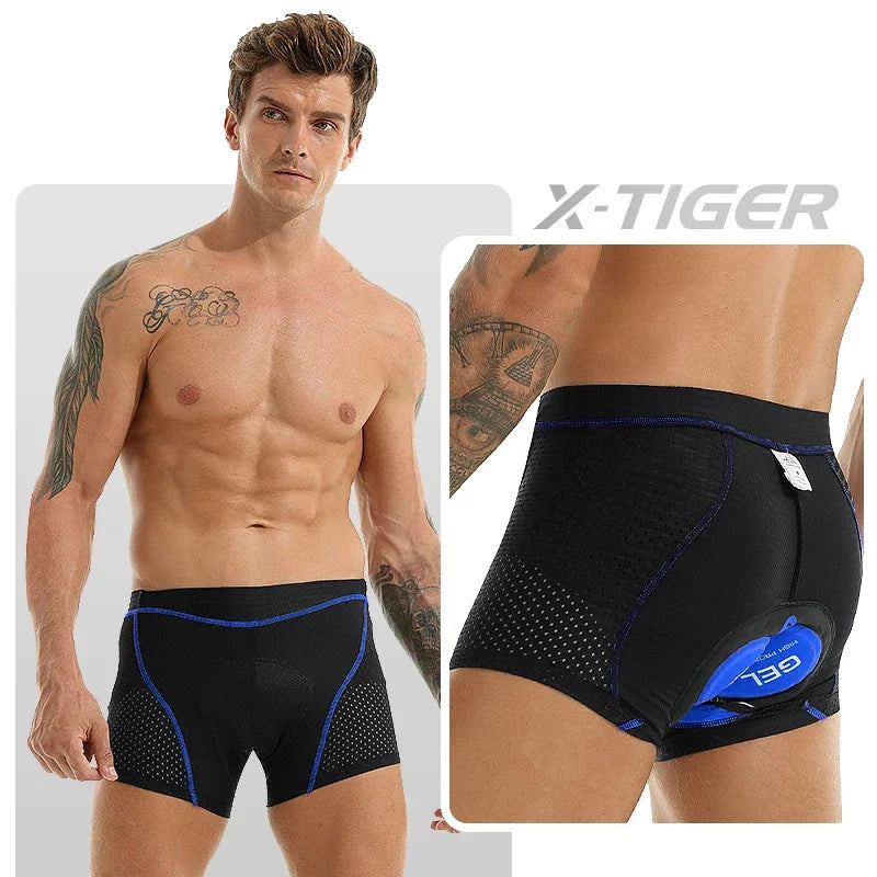 X-TIGER Men's 5D Gel Pad Cycling Shorts – Breathable MTB Bike