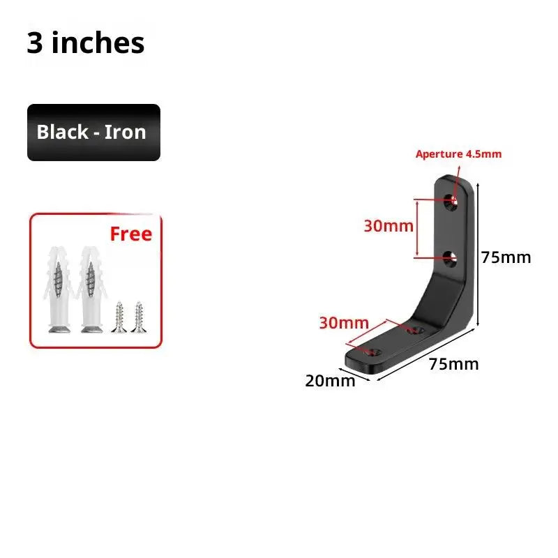 1PC Wall Mounted Shelf Angle Brackets Industrial Floating L Shelf Bracket Thick Heavy Duty Peaceful Pleasures Health and Wellness 1pc Black 75x75mm