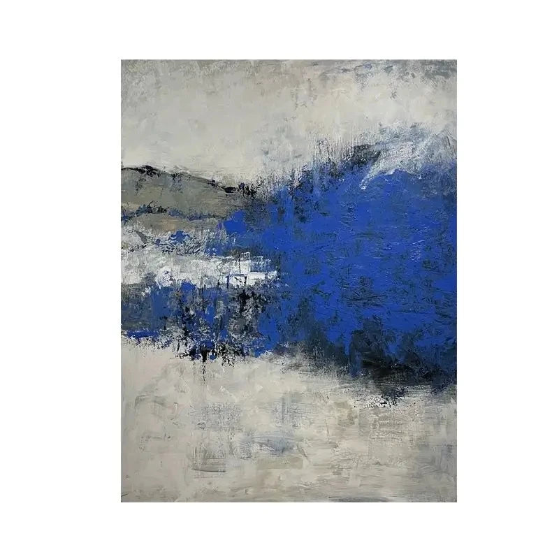 Blue Gray Abstract Hotel Hanging Painting,Handmade Canvas Oil Painting,Hanging Picture Poster,Wall Decor,Living Room,Aisle Offic Peaceful Pleasures Health and Wellness