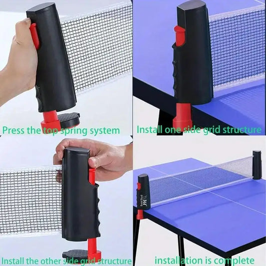 Retractable Ping Pong Net Portable Table Tennis Training Net Rack Universal Anywhere Practice Exercise Equipment Peaceful Pleasures Health and Wellness