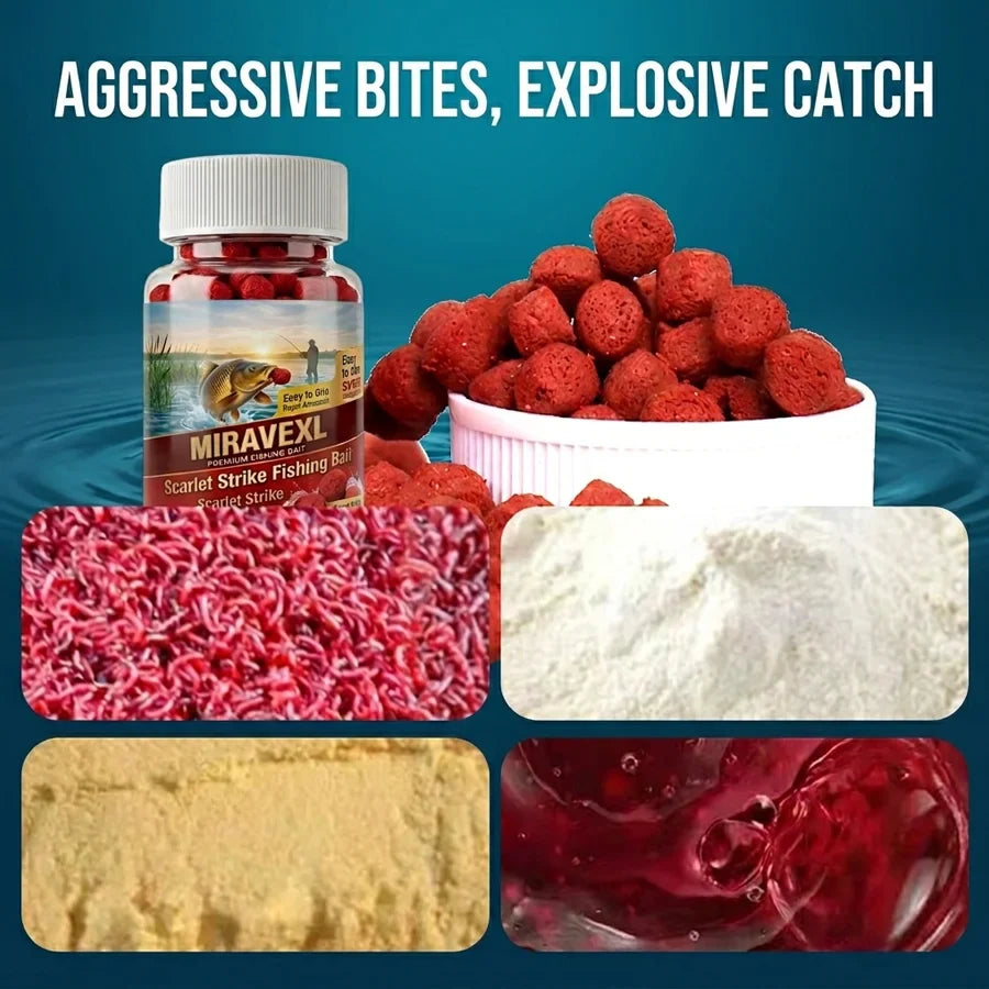 MIRAVEXL Scarlet Strike Red Boilies Carp Fishing Bait Lure