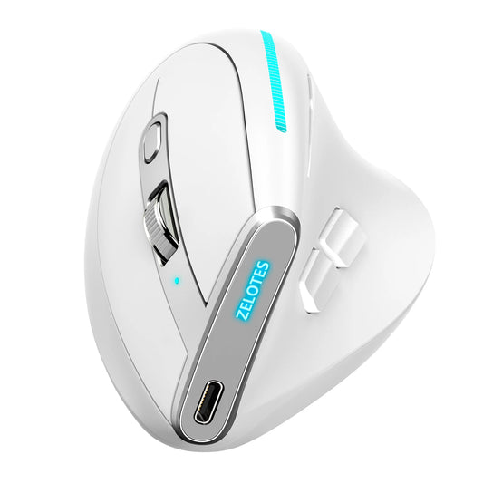 ZELOTES F-36 Vertical Wireless Mouse | 2.4G Bluetooth, 8-Key RGB Wireless Vertical Mouse Peaceful Pleasures Health and Wellness