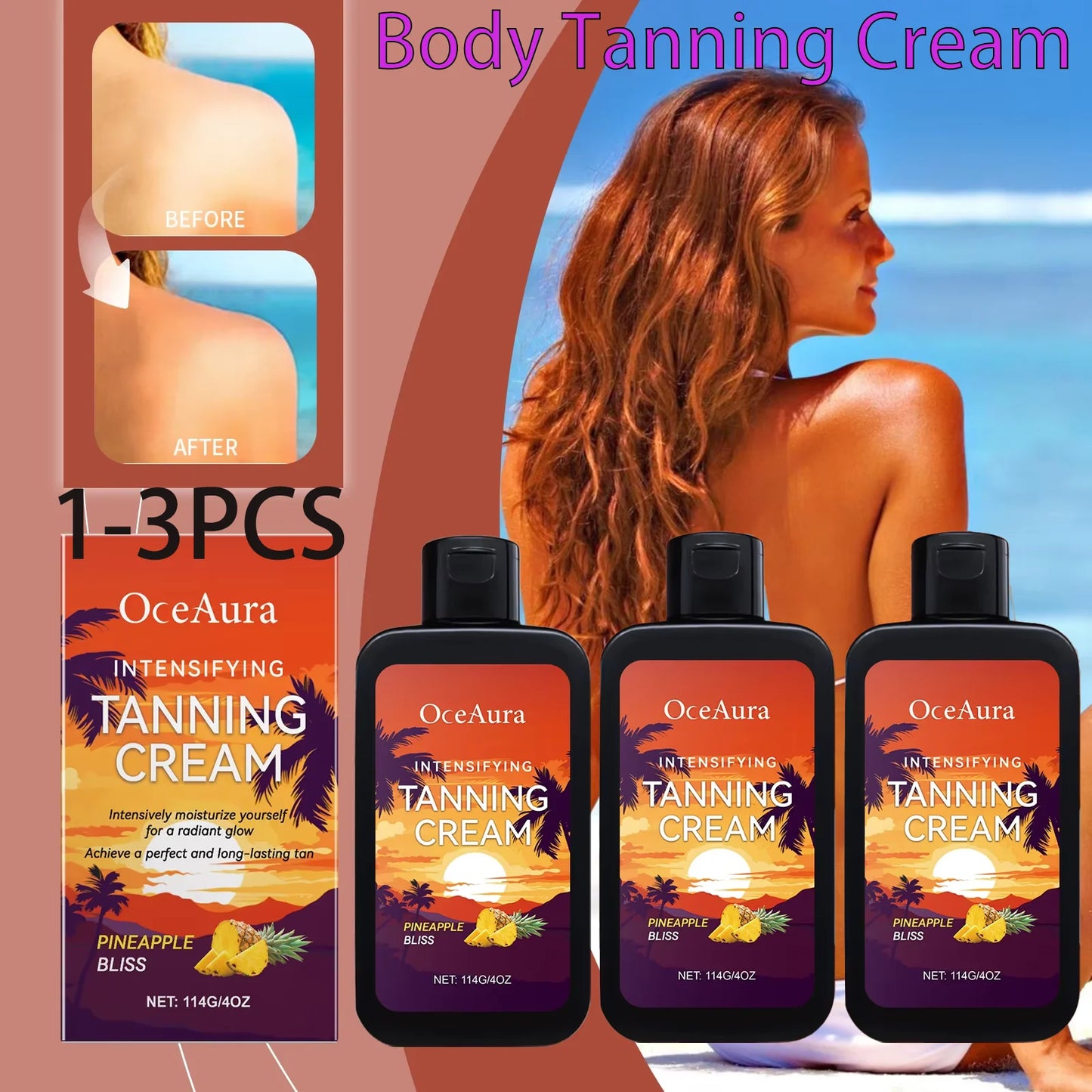 OceAura Self Tanning Lotion with Coconut Oil | Sunless Bronzer