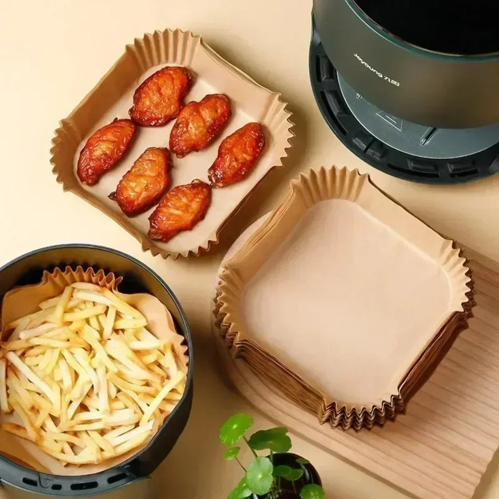 50/30 Pieces Kitchens Accessories Air Fryer Paper Kitchen Utensils Disposable Square Round Pastry Molds BBQ Plate Non-stick Pad Peaceful Pleasures Health and Wellness