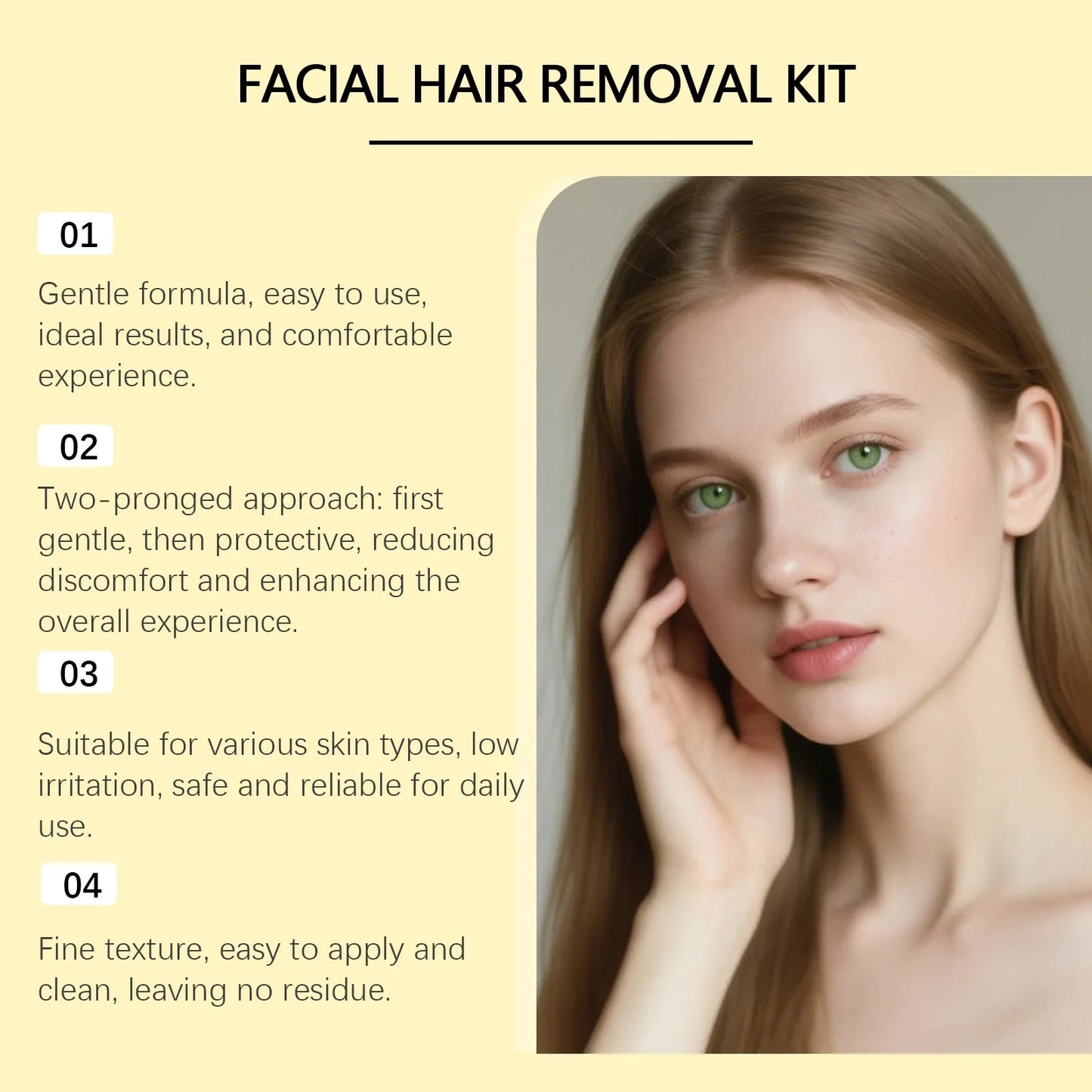 Facial Hair Removal Cream Kit – Sensitive Skin, Shea Butter 60g