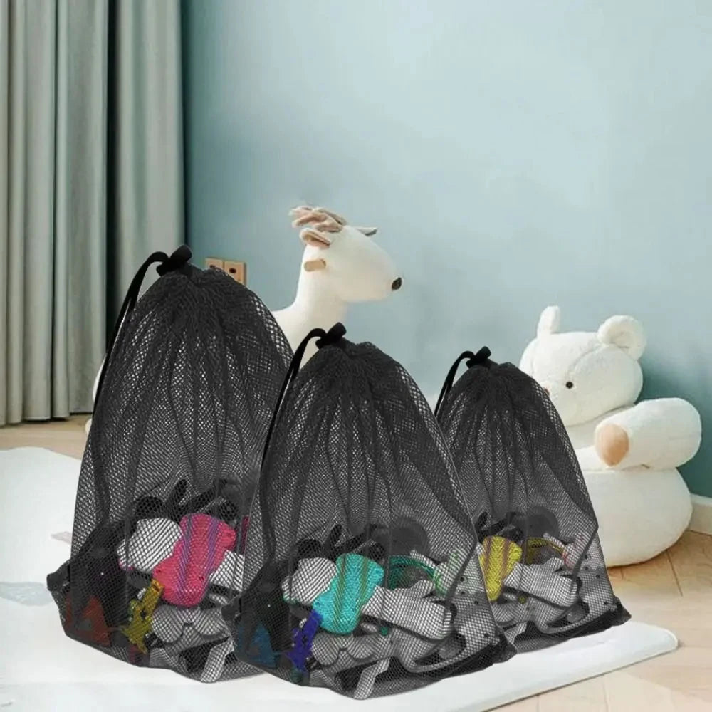 Black Mesh Drawstring Bag for Sports, Swimming & Travel Mesh Drawstring Bag Peaceful Pleasures Health and Wellness