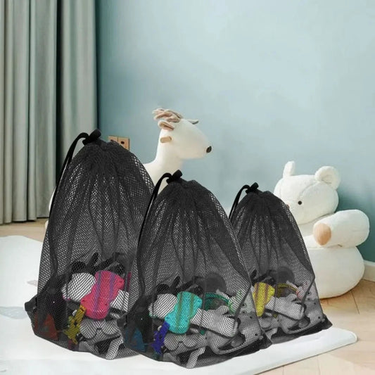Black Mesh Drawstring Bag for Sports, Swimming & Travel Mesh Drawstring Bag Peaceful Pleasures Health and Wellness