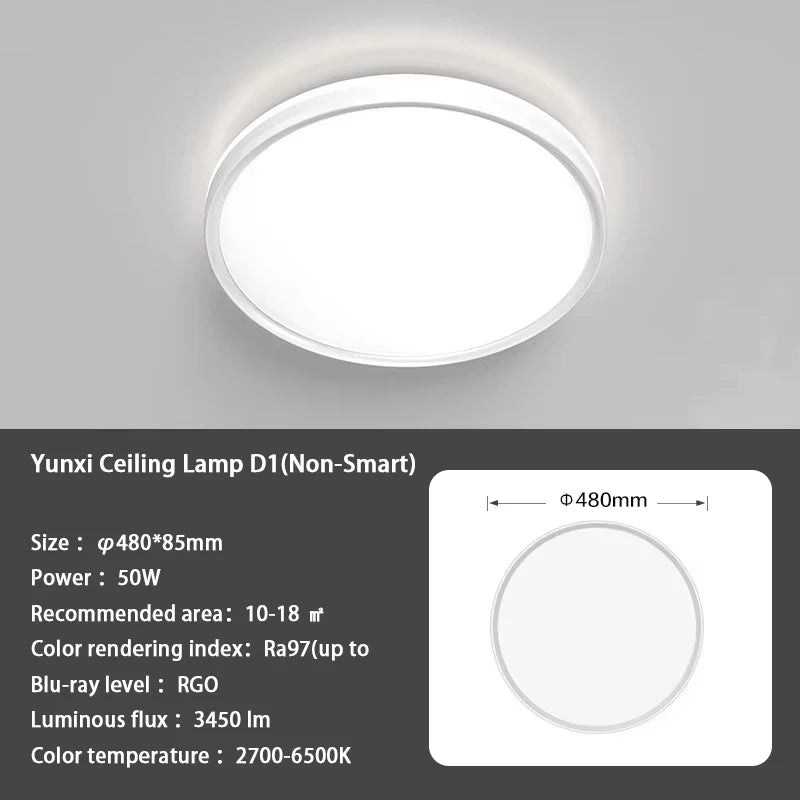 Aqara D1 Ceiling Light Non-smart Color Temperature Bedroom Led Lamp Night Light Full-spectrum Eye-protecting living Room Light Peaceful Pleasures Health and Wellness 50W 480mm diameter