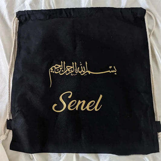 Personalized Arabic Bismillah Bag | Eid Hajj Umrah Islamic Gift Personalized Tote Bag Peaceful Pleasures Health and Wellness