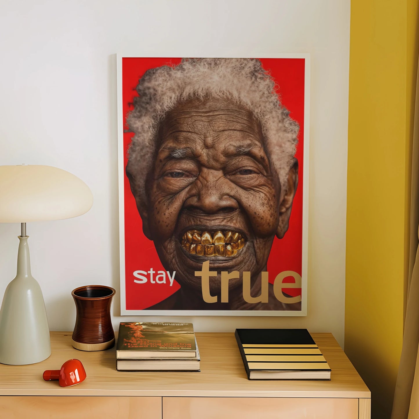 Black Woman Stay True Motivational Canvas Wall Art Print