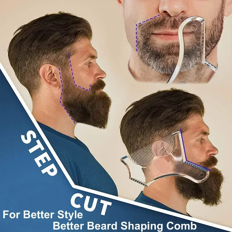 New Innovative Design Beard Shaping or Stencil with Full-Size Comb for Line Up Tool Trimming Shaper Template Guide for Shaving Peaceful Pleasures Health and Wellness