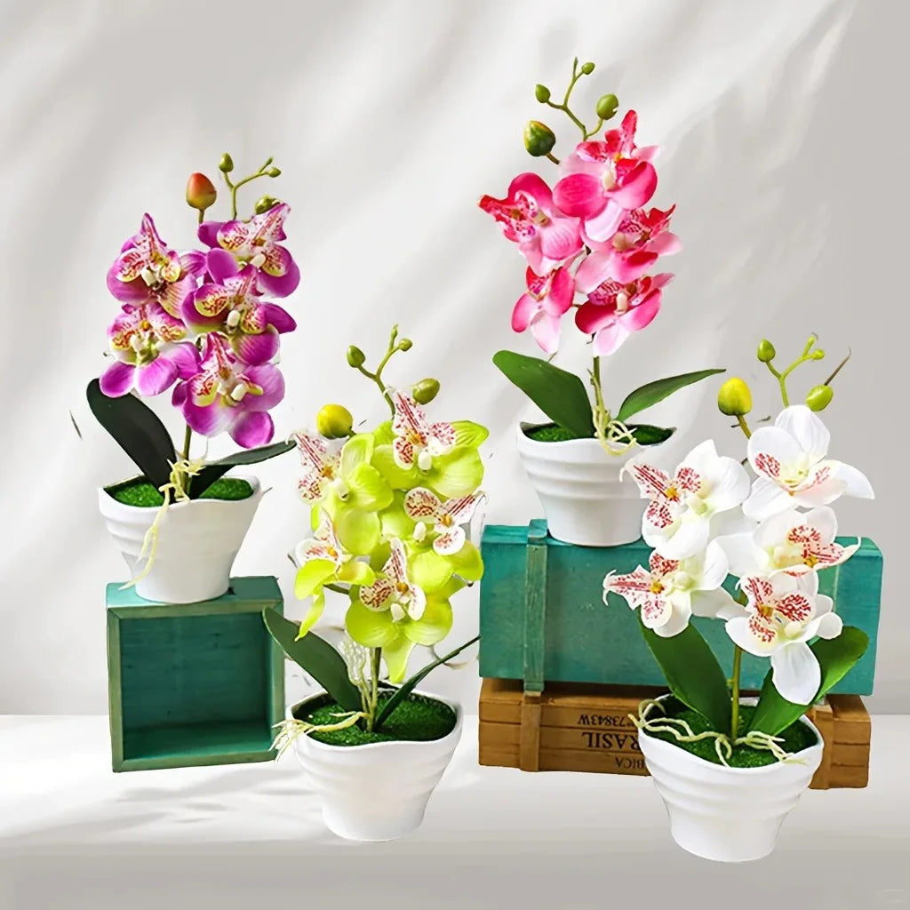 White Artificial Orchid Arrangement with Vase | Home Decor
