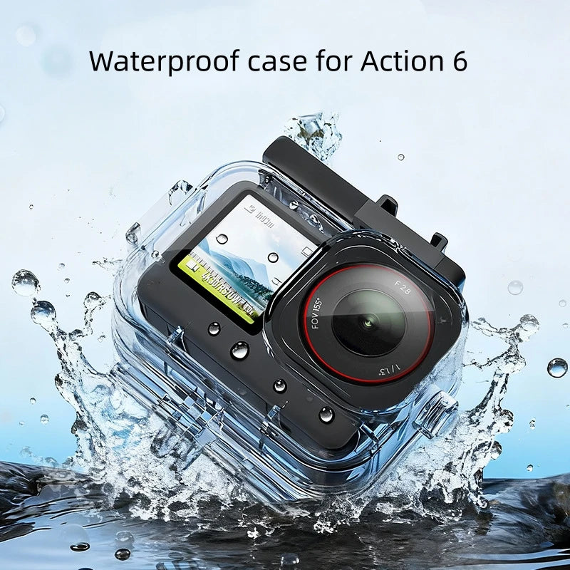 70M Waterproof Housing For DJI Action 6 Camera Action Camera Optical Glass Lens Provides Excellent Light Transmission Peaceful Pleasures Health and Wellness