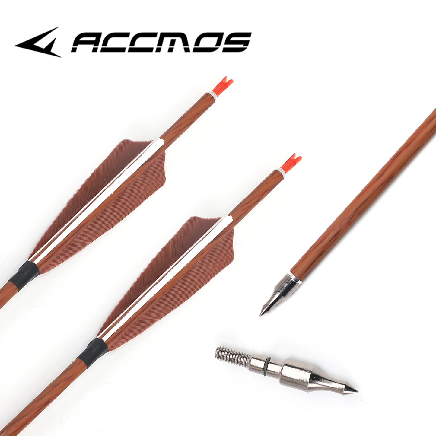 6 Wood Skin Carbon Arrows Spine 400 500 550 600 700 Real Feather